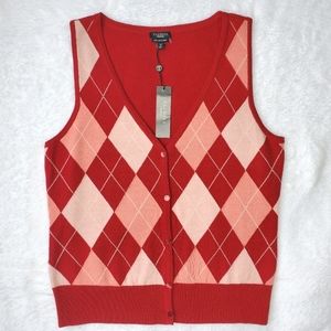NWT Talbots Wool Argyle Womens Sweater Vest- M